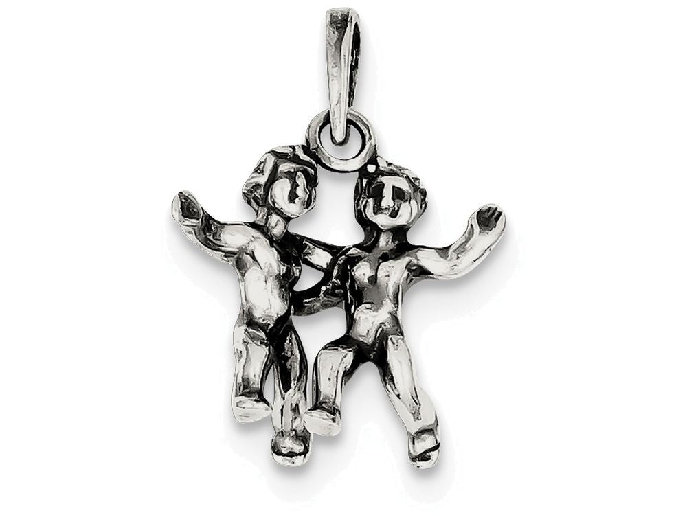 FJC Finejewelers Sterling Silver Antiqued Gemini Pendant Necklace - Chain Included