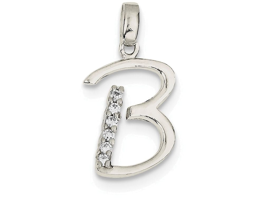 FJC Finejewelers Sterling Silver Cubic Zirconia Initial B Pendant Necklace - Chain Included