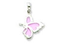FJC Finejewelers Sterling Silver Pink Resin Butterfly Pendant Necklace - Chain Included