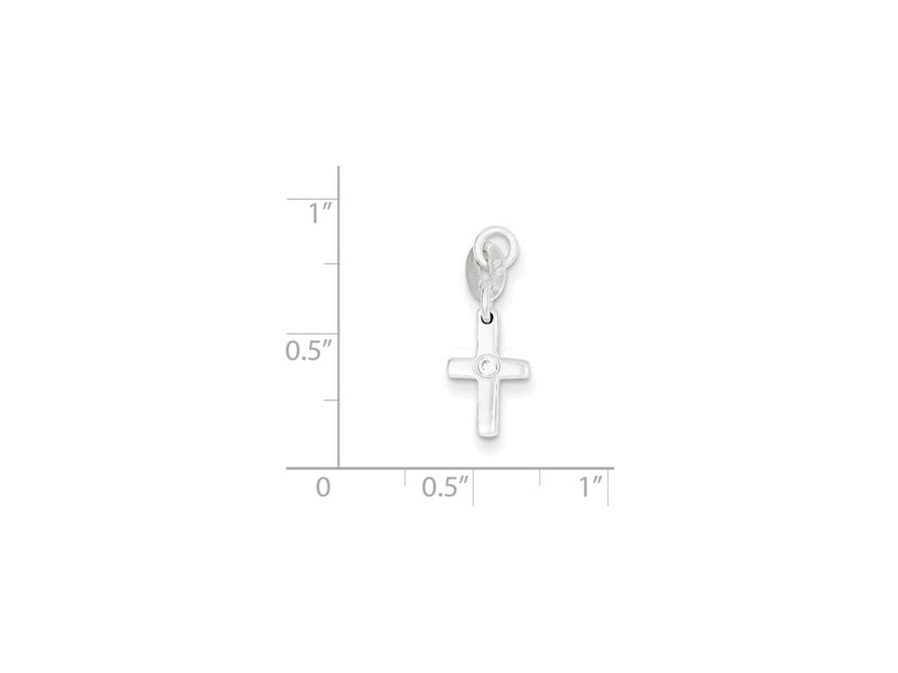 FJC Finejewelers Sterling Silver and Cubic Zirconia Polished Cross Charm