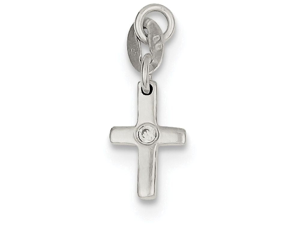 FJC Finejewelers Sterling Silver and Cubic Zirconia Polished Cross Charm