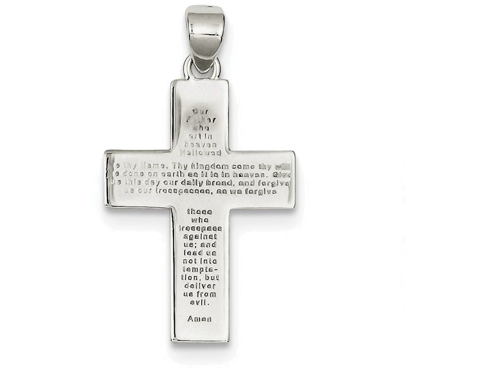 FJC Finejewelers Sterling Silver Polished The Lords Prayer Cross Pendant Necklace - Chain Included