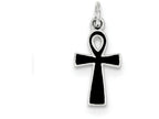 FJC Finejewelers Sterling Silver Black Enamel Cross Pendant Necklace - Chain Included