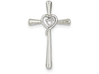 FJC Finejewelers Sterling Silver Cubic Zirconia In Heart Cross Pendant Necklace - Chain Included