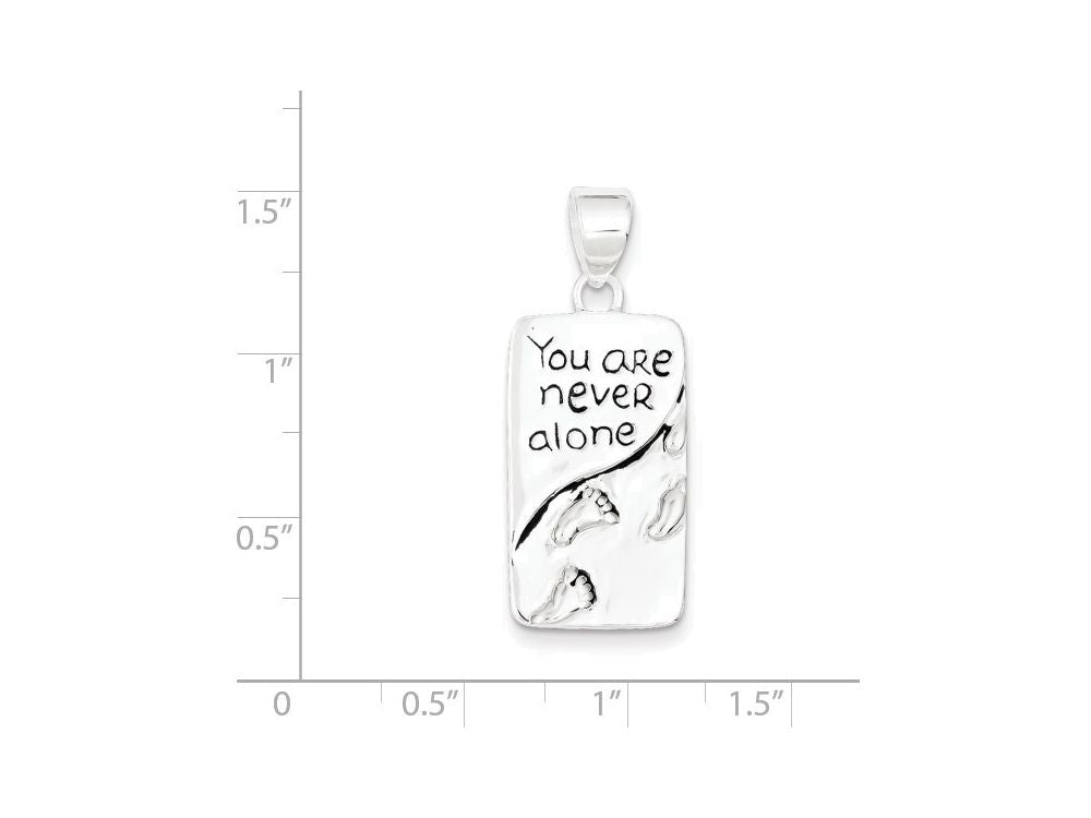 FJC Finejewelers Sterling Silver You Are Never Alone Antiqued Footprint Pendant Necklace - Chain Included