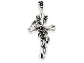 FJC Finejewelers Sterling Silver Antiqued Flowered Cross Pendant Necklace - Chain Included