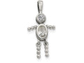 FJC Finejewelers Sterling Silver CZ and Glass April Themed Boy Pendant Necklace - Chain Included