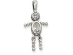 FJC Finejewelers Sterling Silver CZ and Glass April Themed Boy Pendant Necklace - Chain Included