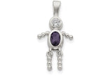 FJC Finejewelers Sterling Silver Cubic Zirconia and February Glass Boy Pendant Necklace - Chain Included