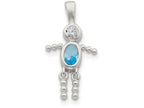 FJC Finejewelers Sterling Silver Cubic Zirconia and March Glass Boy Pendant Necklace - Chain Included