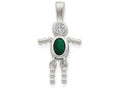 FJC Finejewelers Sterling Silver Cubic Zirconia and May Glass Boy Pendant Necklace - Chain Included