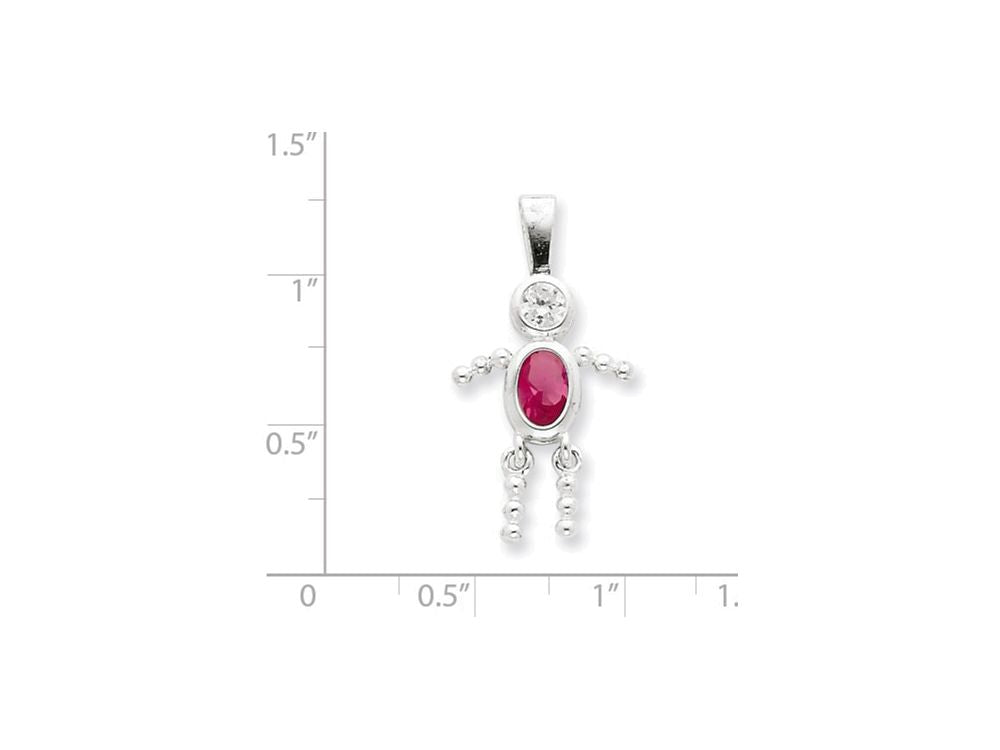 FJC Finejewelers Sterling Silver Cubic Zirconia and October Pink Cubic Zirconia Boy Pendant Necklace - Chain Included