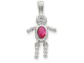 FJC Finejewelers Sterling Silver Cubic Zirconia and October Pink Cubic Zirconia Boy Pendant Necklace - Chain Included