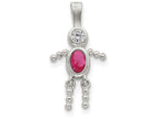 FJC Finejewelers Sterling Silver Cubic Zirconia and October Pink Cubic Zirconia Boy Pendant Necklace - Chain Included
