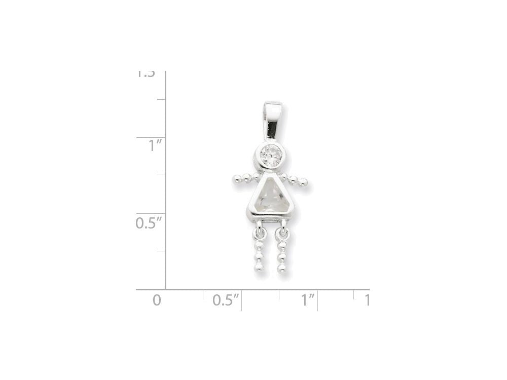 FJC Finejewelers Sterling Silver Cubic Zirconia and April Glass Girl Pendant Necklace - Chain Included