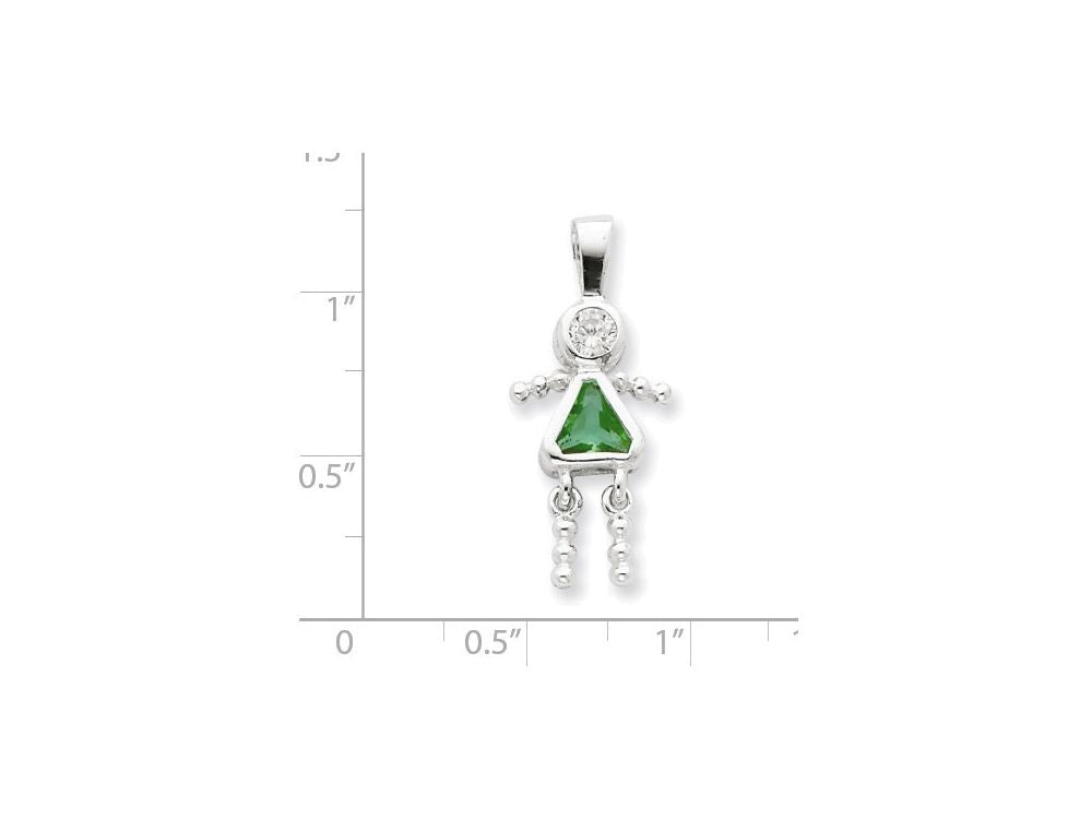FJC Finejewelers Sterling Silver Cubic Zirconia and August Glass Girl Pendant Necklace - Chain Included
