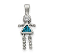 FJC Finejewelers Sterling Silver Cubic Zirconia and December Glass Girl Pendant Necklace - Chain Included