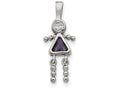 FJC Finejewelers Sterling Silver Cubic Zirconia and February Glass Girl Pendant Necklace - Chain Included