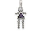 FJC Finejewelers Sterling Silver Cubic Zirconia and February Glass Girl Pendant Necklace - Chain Included