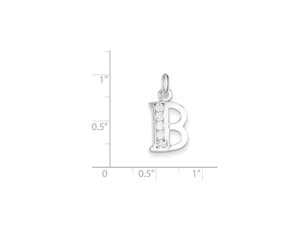 FJC Finejewelers Sterling Silver White Cubic Zirconia Initial B Pendant Necklace - Chain Included