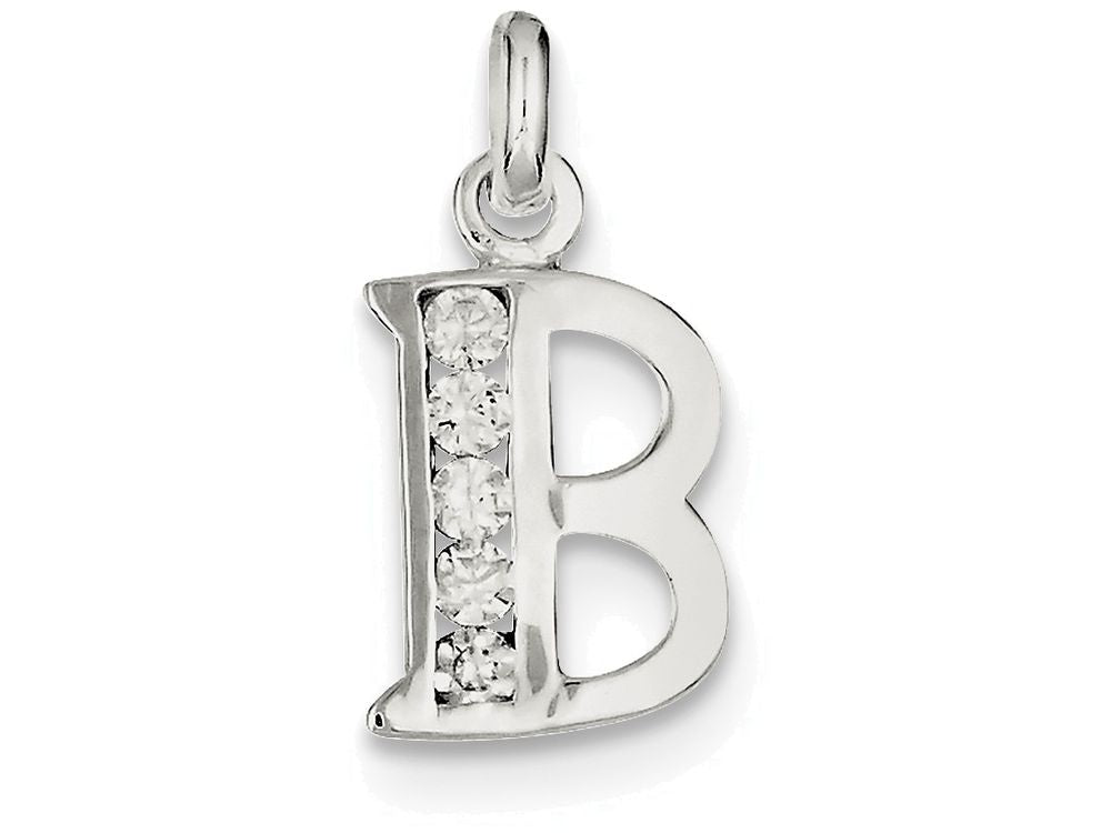 FJC Finejewelers Sterling Silver White Cubic Zirconia Initial B Pendant Necklace - Chain Included
