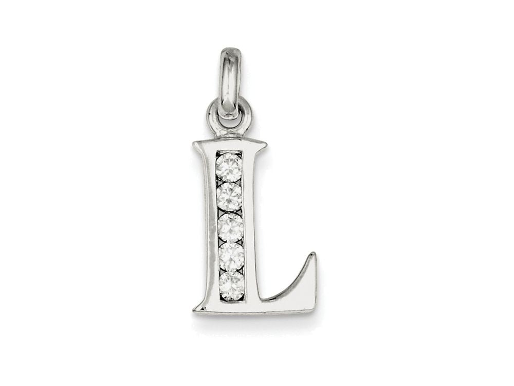 FJC Finejewelers Sterling Silver White Cubic Zirconia Initial L Pendant Necklace - Chain Included