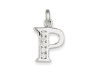 FJC Finejewelers Sterling Silver White Cubic Zirconia Initial P Pendant Necklace - Chain Included