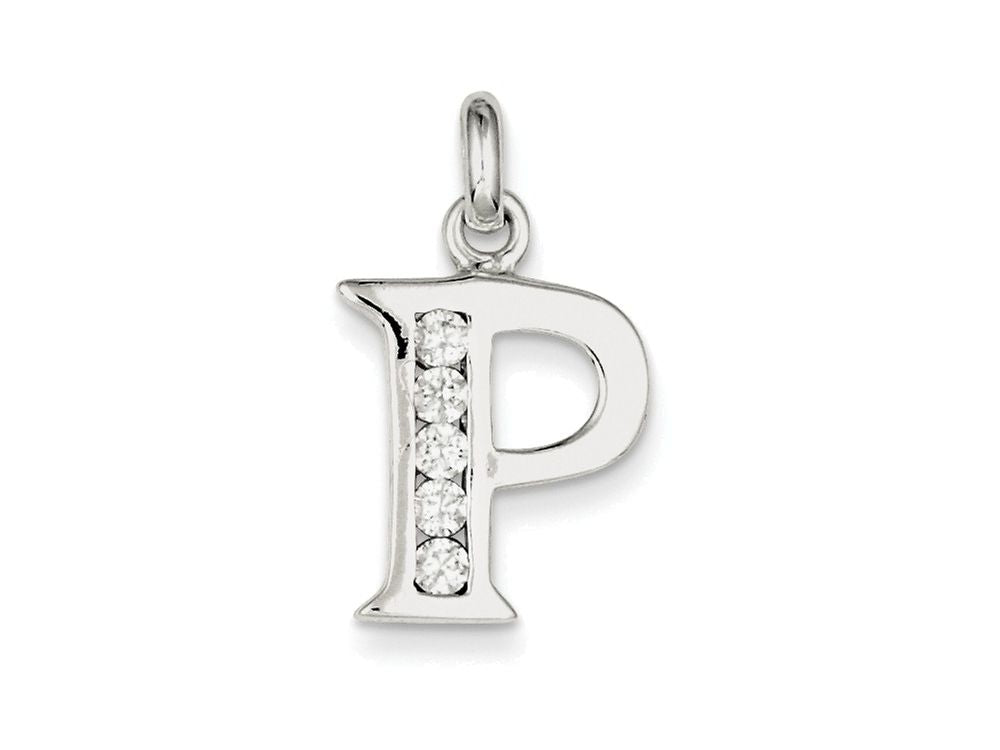 FJC Finejewelers Sterling Silver White Cubic Zirconia Initial P Pendant Necklace - Chain Included