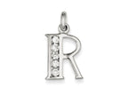 FJC Finejewelers Sterling Silver White Cubic Zirconia Initial R Pendant Necklace - Chain Included