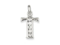 FJC Finejewelers Sterling Silver White Cubic Zirconia Initial T Pendant Necklace - Chain Included