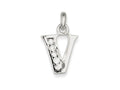 FJC Finejewelers Sterling Silver White Cubic Zirconia Initial V Pendant Necklace - Chain Included
