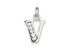 FJC Finejewelers Sterling Silver White Cubic Zirconia Initial V Pendant Necklace - Chain Included
