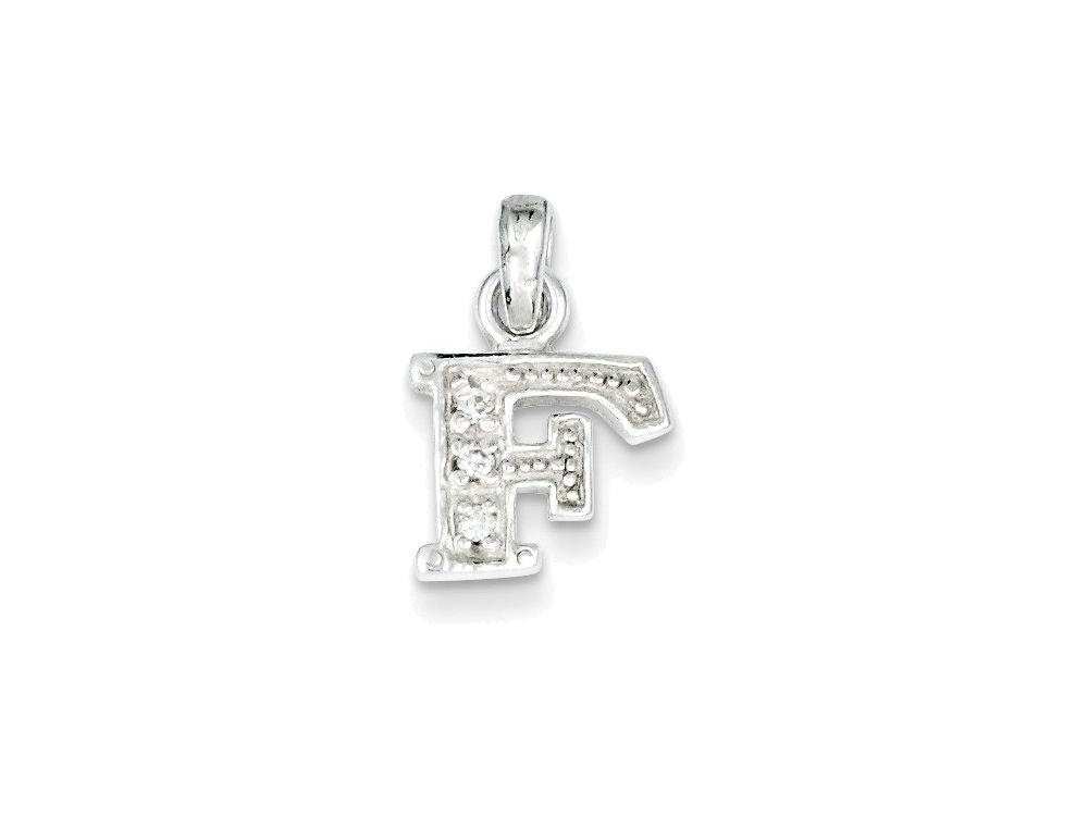 FJC Finejewelers Sterling Silver Cubic Zirconia Initial F Pendant Necklace - Chain Included