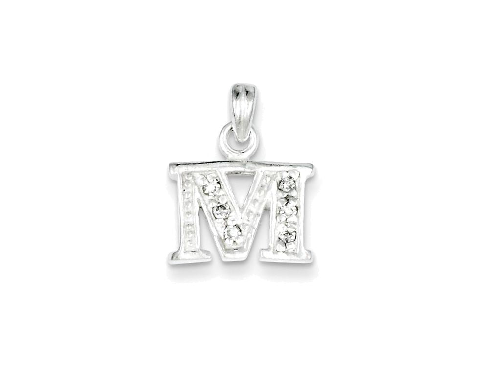 FJC Finejewelers Sterling Silver Cubic Zirconia Initial M Pendant Necklace - Chain Included