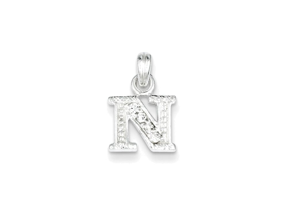 FJC Finejewelers Sterling Silver Cubic Zirconia Initial N Pendant Necklace - Chain Included