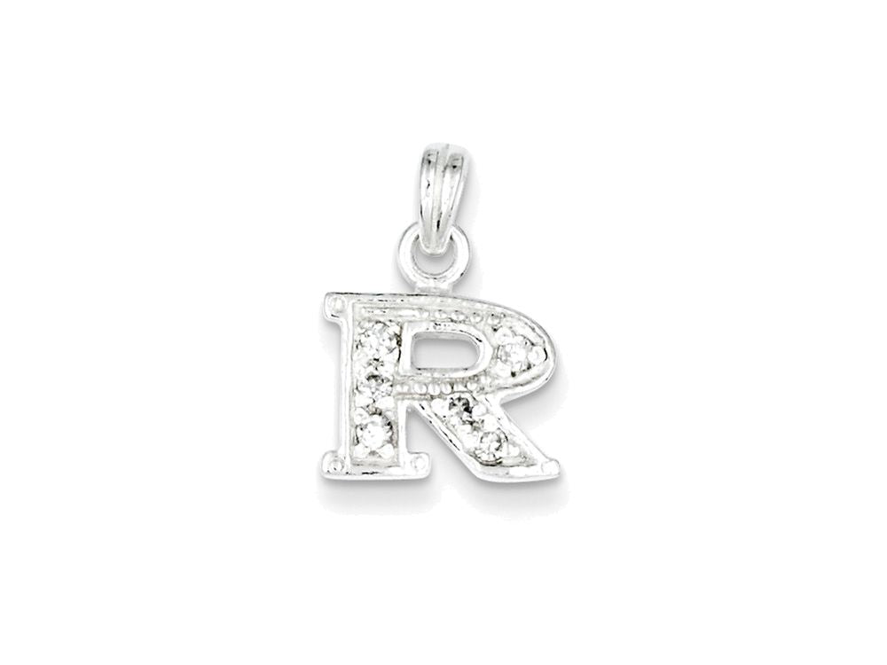 FJC Finejewelers Sterling Silver Cubic Zirconia Initial R Pendant Necklace - Chain Included