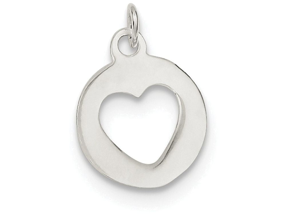 FJC Finejewelers Sterling Silver Polished Circle W/heart Charm