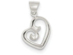 FJC Finejewelers Sterling Silver Polished Fancy Swirl Heart Pendant Necklace - Chain Included