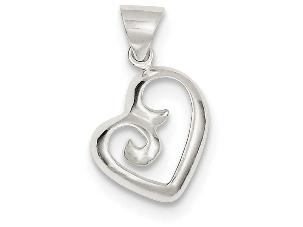 FJC Finejewelers Sterling Silver Polished Fancy Swirl Heart Pendant Necklace - Chain Included
