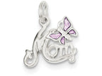 FJC Finejewelers Sterling Silver Polished Mom Butterfly Enameled Charm