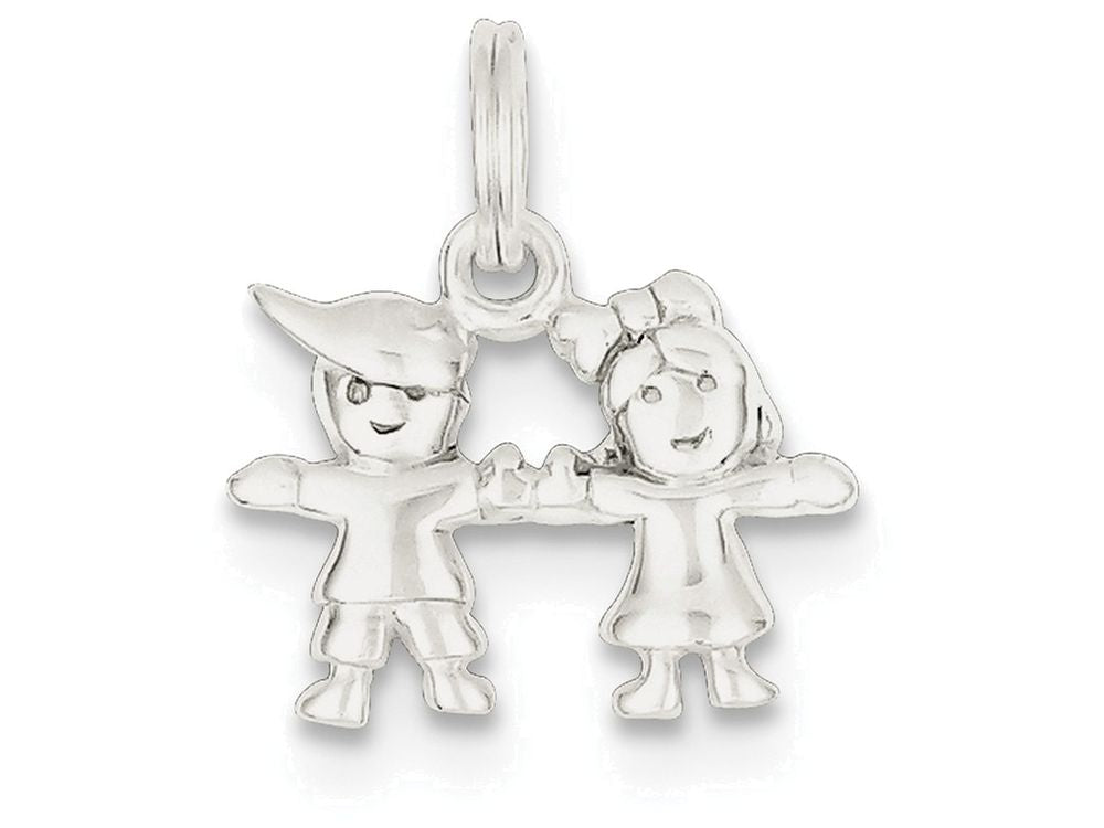FJC Finejewelers Sterling Silver Polished Boy And Girl Charm