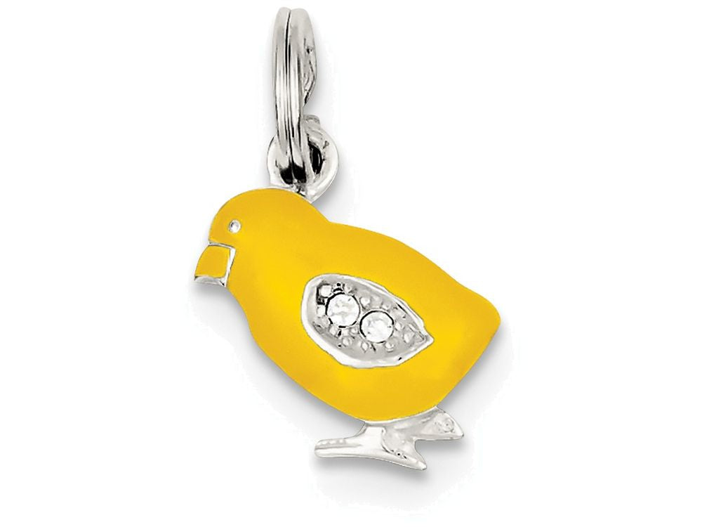 FJC Finejewelers Sterling Silver Preciosa Crystal Enameled Yellow Baby Chick Charm