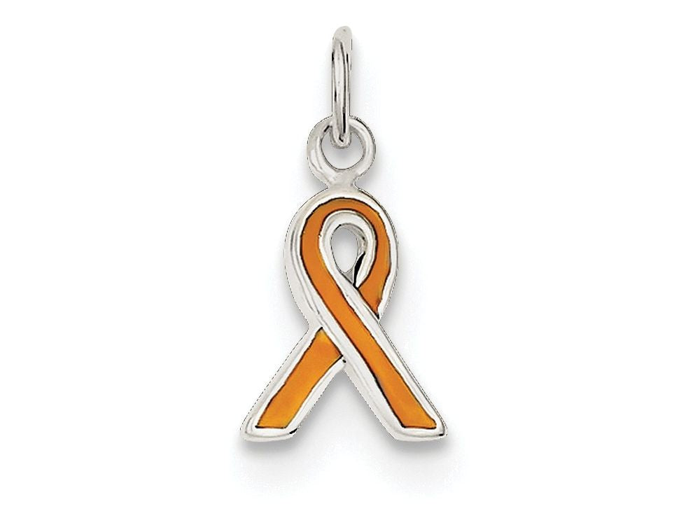 FJC Finejewelers Sterling Silver Orange Enameled Awareness Charm