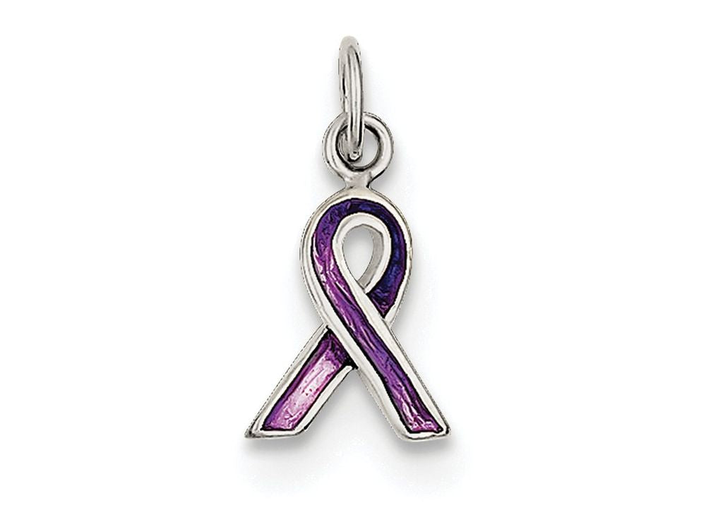 FJC Finejewelers Sterling Silver Purple Enameled Awareness Charm