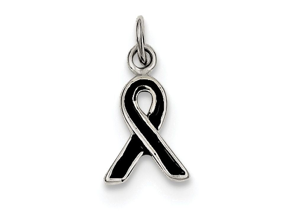 FJC Finejewelers Sterling Silver Black Enameled Awareness Charm
