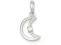 FJC Finejewelers Sterling Silver and Cubic Zirconia Polished Moon Pendant Necklace - Chain Included