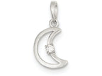 FJC Finejewelers Sterling Silver and Cubic Zirconia Polished Moon Pendant Necklace - Chain Included