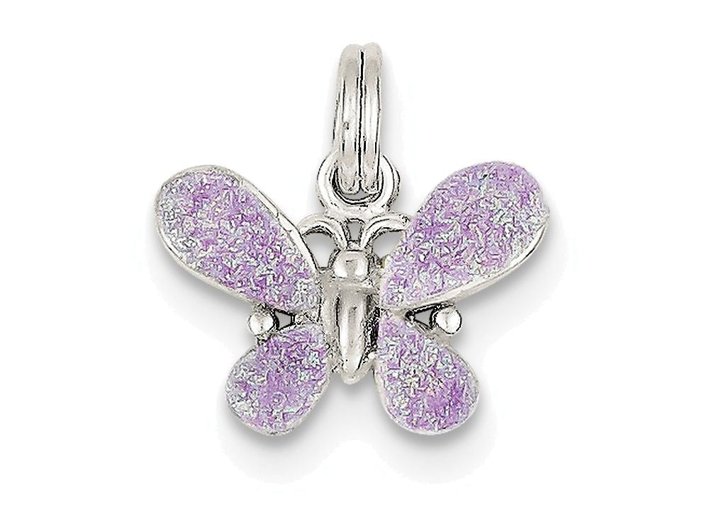 FJC Finejewelers Sterling Silver Purple Enamel Polished Butterfly Charm