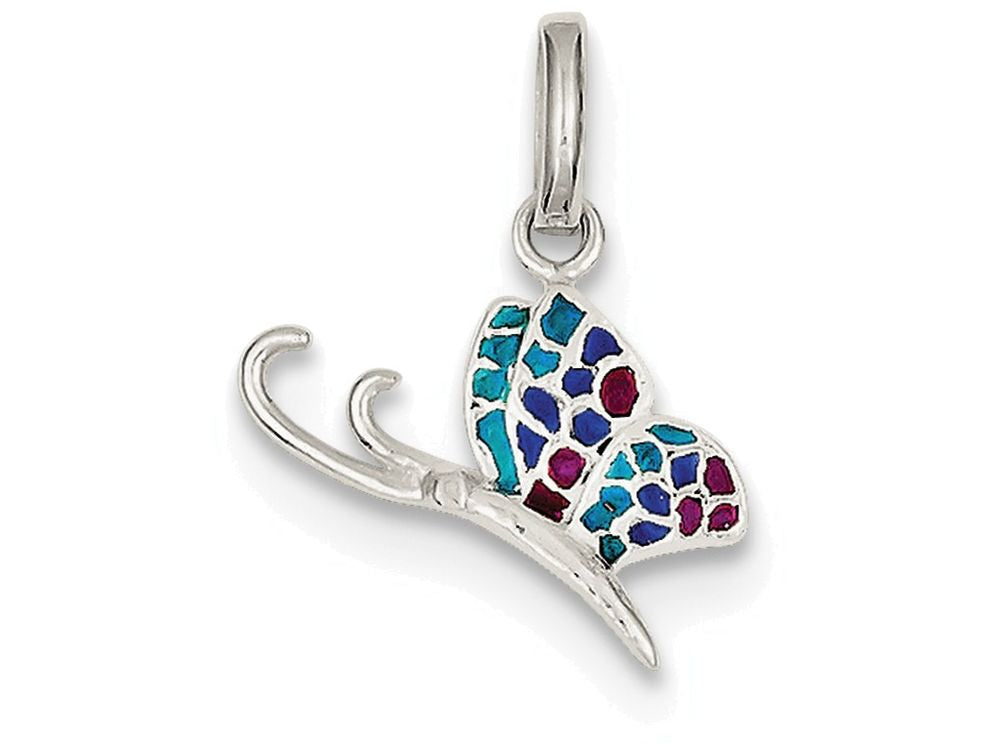 FJC Finejewelers Sterling Silver Enameled Butterfly Charm