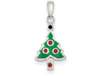FJC Finejewelers Sterling Silver Enameled Christmas Tree Pendant Necklace - Chain Included